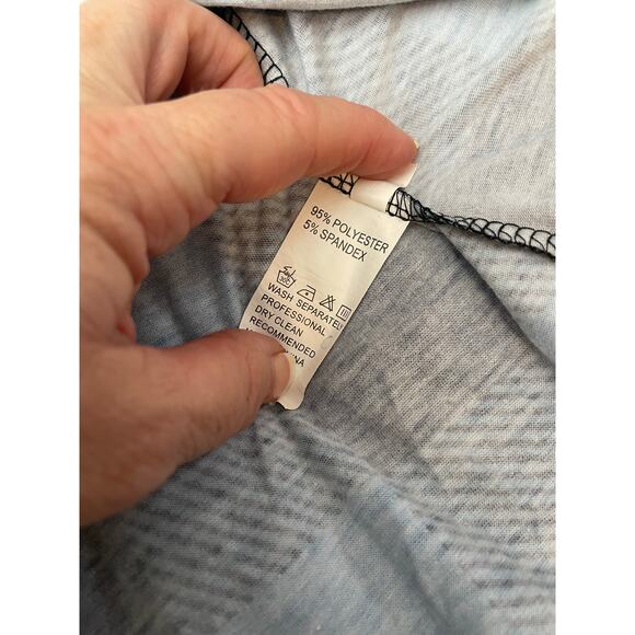 Women's Large Top Blue Black Printed Checkered Casual Tunic Blouse NWOT - Picture 7 of 8